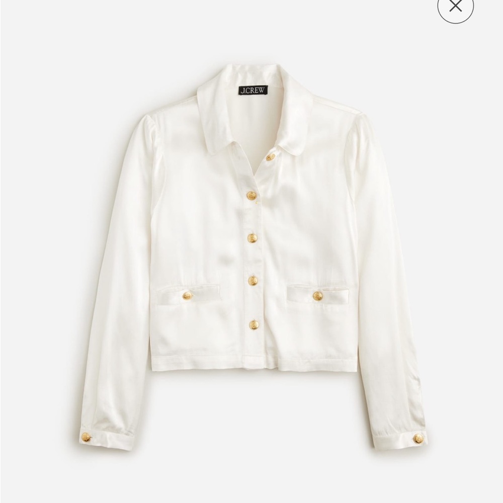 NWT J. Crew Lady shirt-jacket in luster crepe in Ivory
